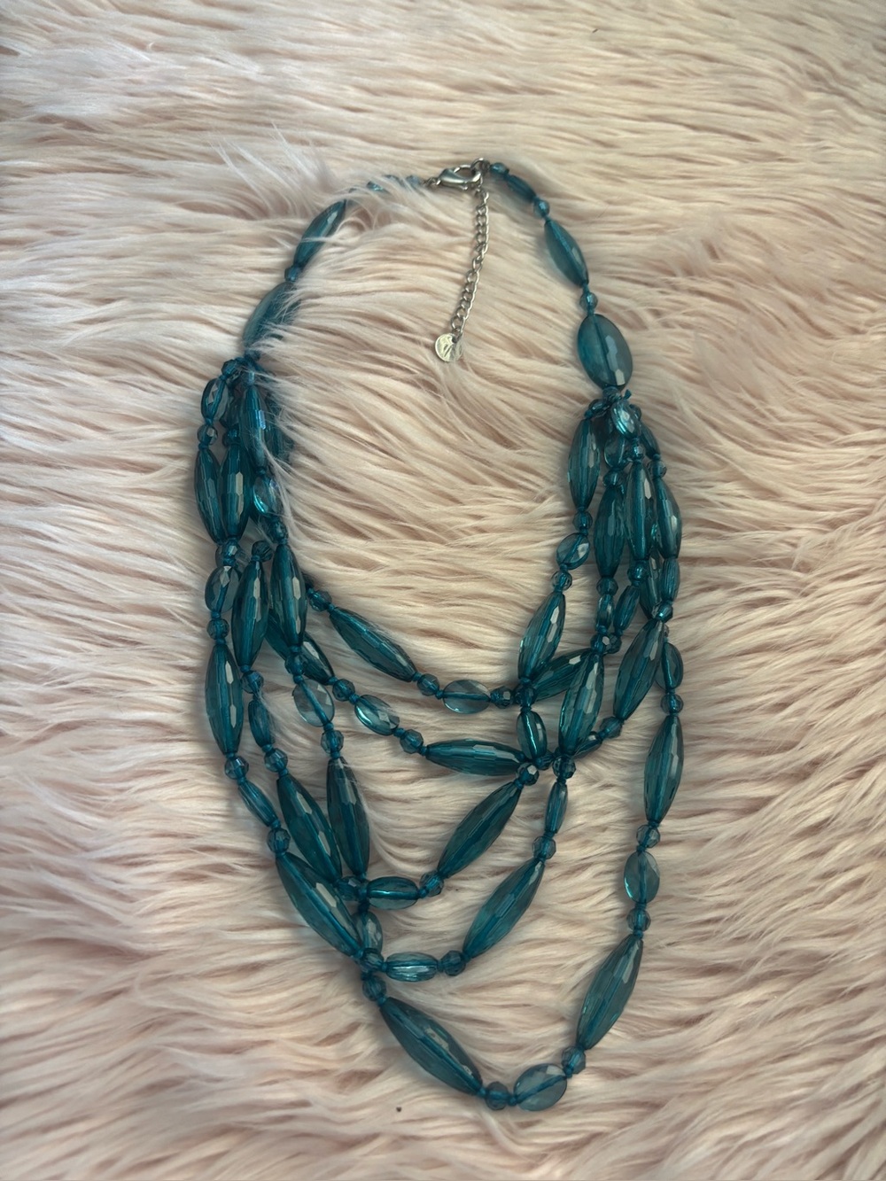 Talbots Teal Multi-Strand Beaded Necklace